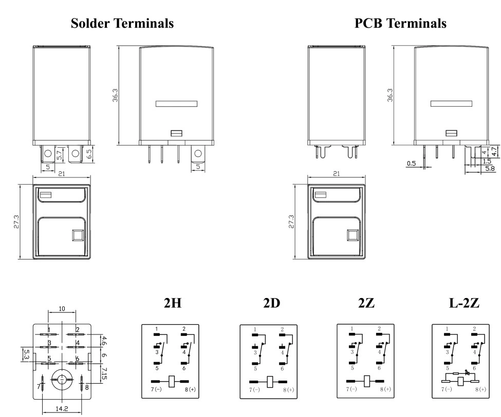 Miniature Relay 220v NNC68AVL-2Z(LY2) and Relay Base PTF08A3 DC24V