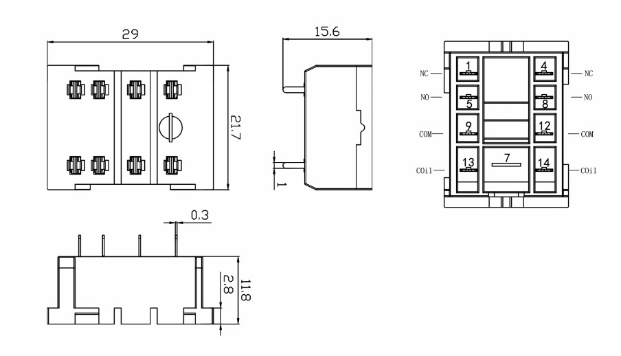 Relay Socket 18F2CA2 6.5A 10A 300V 68B-2Z (HH52P MY2) relay base