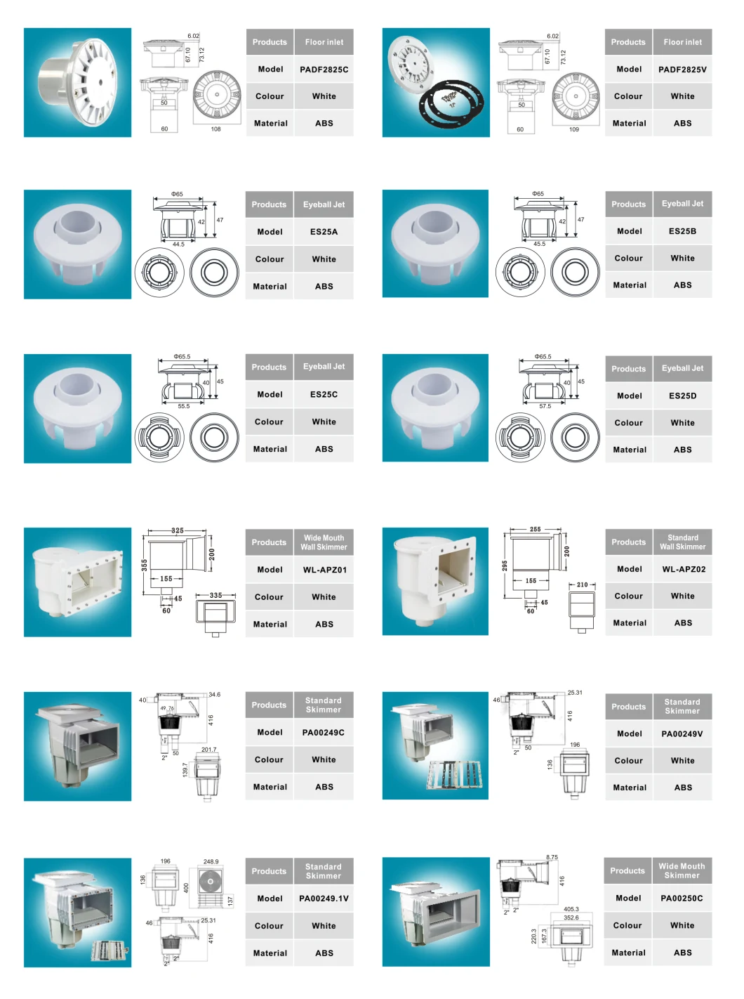 Pool Fittings Eyeball Inlet for Concrete Pool Wl-Ejh20c Series