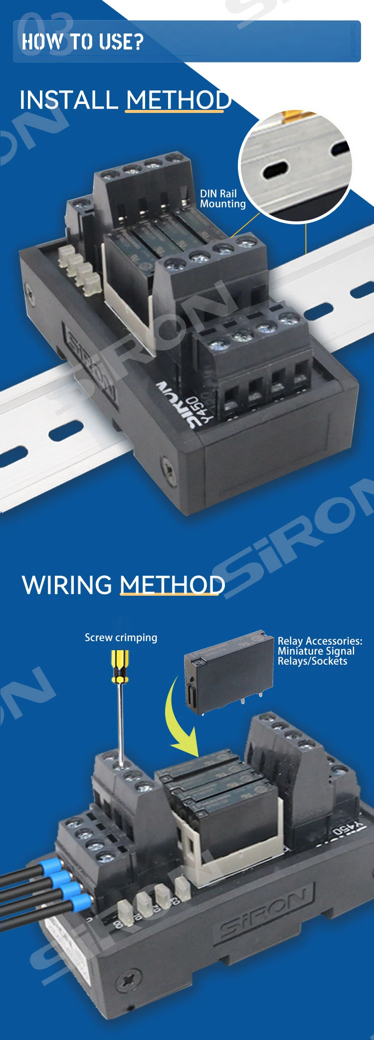 Siron Y450 High-Quality 4-Bit Wide-Bottom Signal Relay Module for PLC